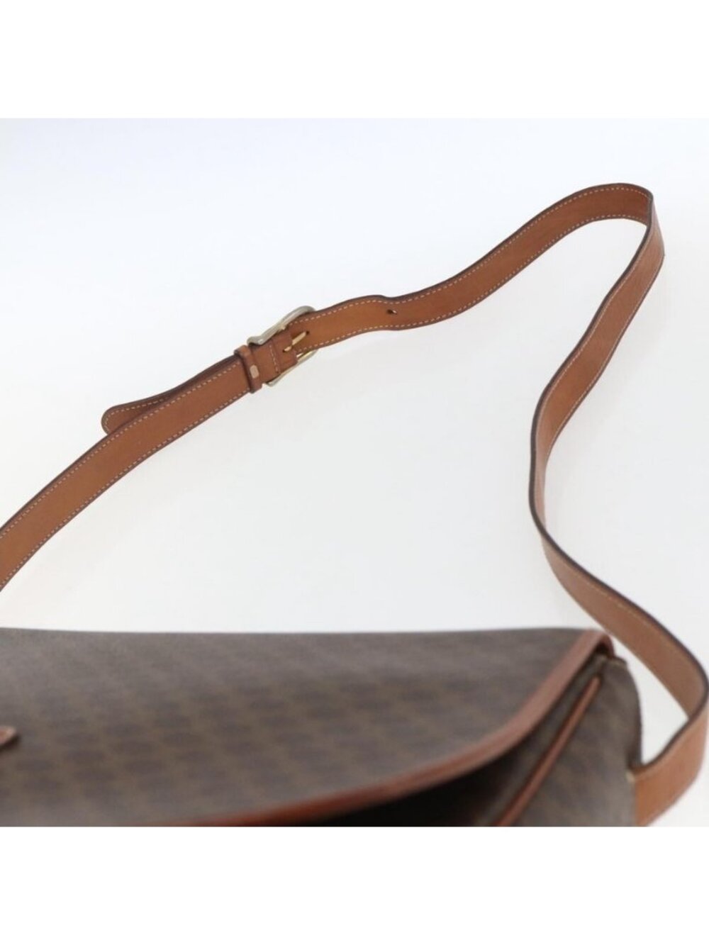 Authentic CELINE Macadam Canvas Shoulder Bag PVC Leather Brown Gold - Picture 6 of 16